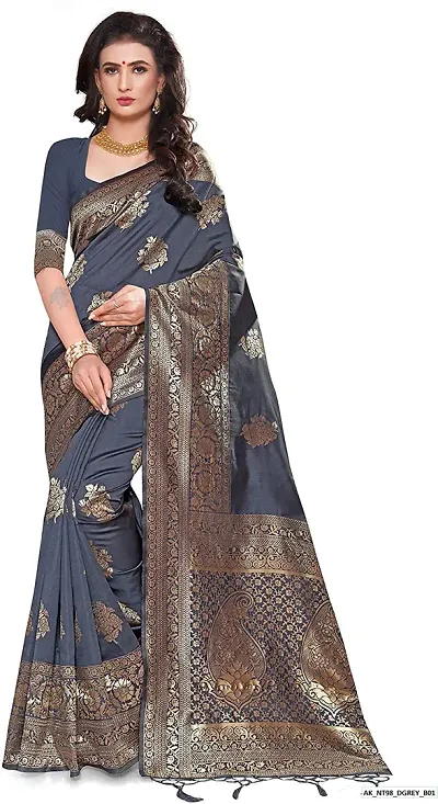 NITYA Women's & Girl's Banarasi Silk Blend Saree With Blouse Piece