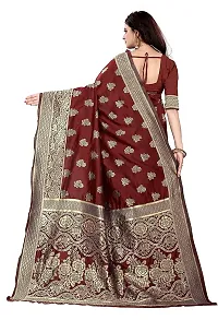 Beautiful Maroon Art Silk  Woven Design Saree with Blouse Piece For Women-thumb1