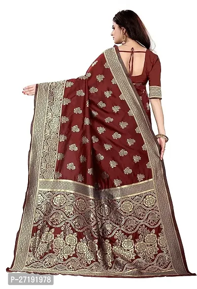 Beautiful Maroon Art Silk  Woven Design Saree with Blouse Piece For Women-thumb2