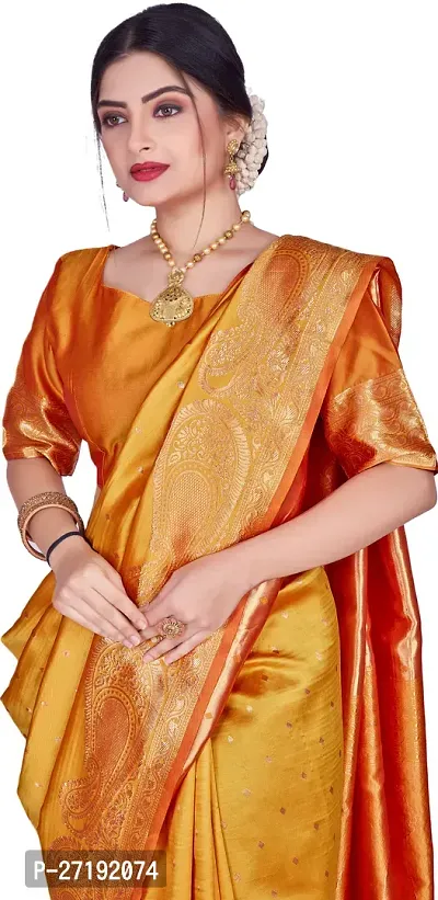 Beautiful Mustard Art Silk  Woven Design Saree with Blouse Piece For Women-thumb3