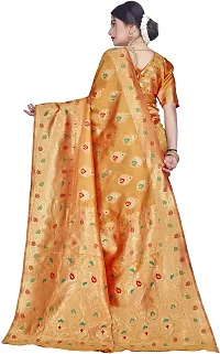 Beautiful Golden Art Silk  Woven Design Saree with Blouse Piece For Women-thumb1