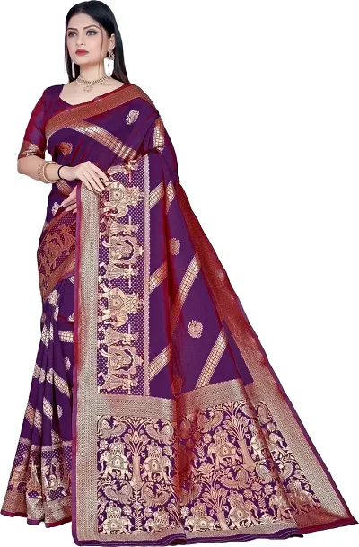 Elegant Silk Blend Saree with Blouse piece