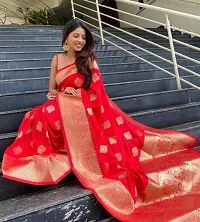 Beautiful Red Art Silk  Woven Design Saree with Blouse Piece For Women-thumb1