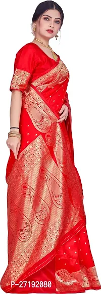 Beautiful Red Art Silk  Woven Design Saree with Blouse Piece For Women-thumb5