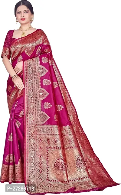 Elegant Purple Art Silk Saree with Blouse piece For Women-thumb0