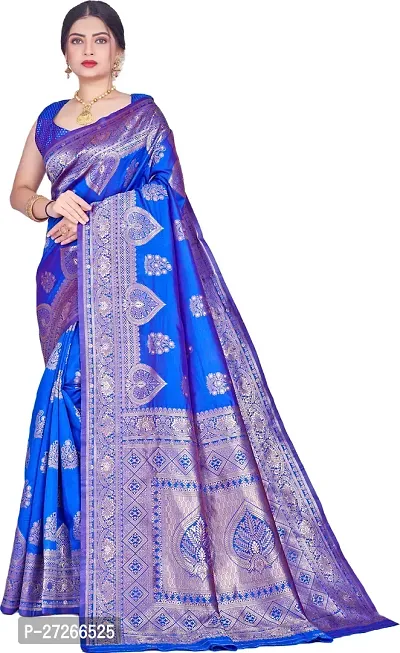 Elegant Blue Art Silk Saree with Blouse piece For Women