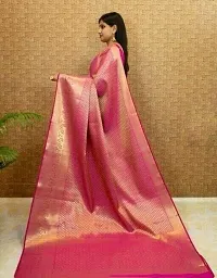 Beautiful Pink Art Silk  Woven Design Saree with Blouse Piece For Women-thumb1