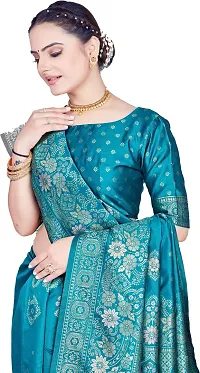 Beautiful Green Art Silk  Woven Design Saree with Blouse Piece For Women-thumb2