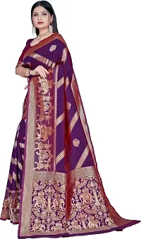 Beautiful Purple Art Silk  Woven Design Saree with Blouse Piece For Women-thumb3