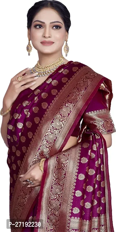 Beautiful Purple Art Silk  Woven Design Saree with Blouse Piece For Women-thumb3