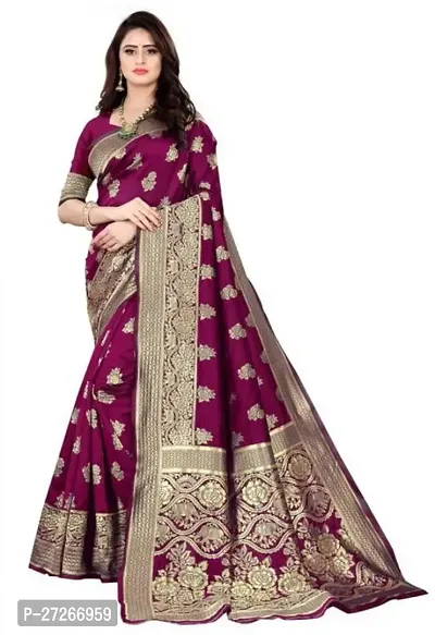 Elegant Multicoloured Art Silk Saree with Blouse piece For Women-thumb0