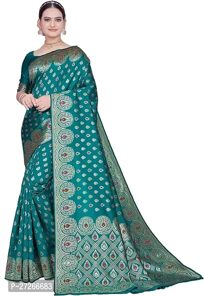 Elegant Green Art Silk Saree with Blouse piece For Women