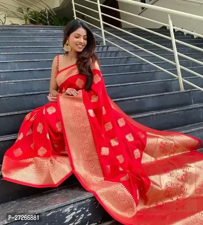 Elegant Red Art Silk Saree with Blouse piece For Women