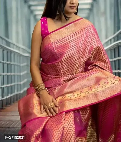 Beautiful Magenta Art Silk  Woven Design Saree with Blouse Piece For Women-thumb2