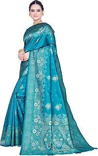 Beautiful Green Art Silk  Woven Design Saree with Blouse Piece For Women-thumb3