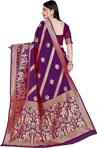 Beautiful Purple Art Silk  Woven Design Saree with Blouse Piece For Women-thumb1