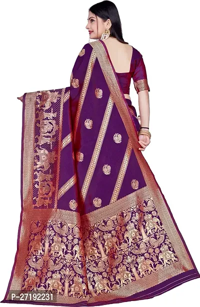 Beautiful Purple Art Silk  Woven Design Saree with Blouse Piece For Women-thumb2