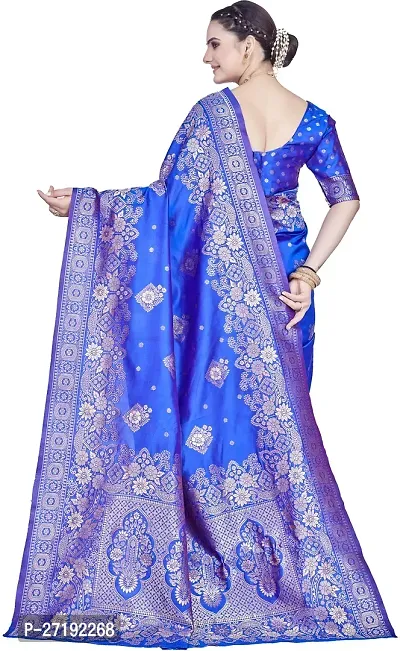 Beautiful Blue Art Silk  Woven Design Saree with Blouse Piece For Women-thumb2