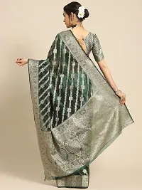 Beautiful Green Organza  Woven Design Saree with Blouse Piece For Women-thumb1