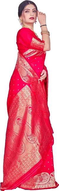 Beautiful Pink Art Silk  Woven Design Saree with Blouse Piece For Women-thumb4