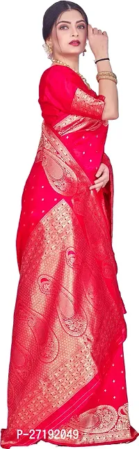 Beautiful Pink Art Silk  Woven Design Saree with Blouse Piece For Women-thumb5