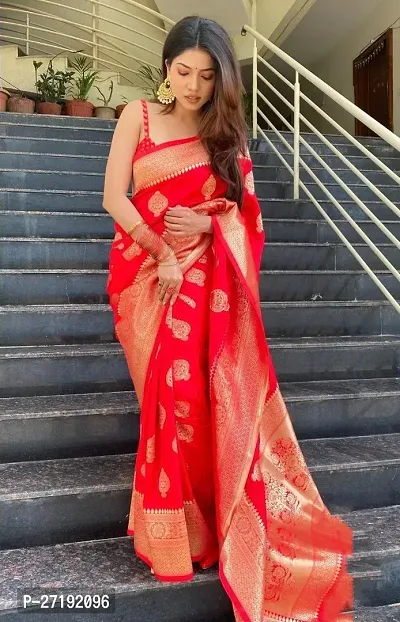 Beautiful Red Art Silk  Woven Design Saree with Blouse Piece For Women-thumb2