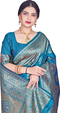 Beautiful Green Art Silk  Woven Design Saree with Blouse Piece For Women-thumb2