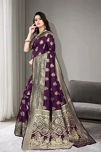 Beautiful Purple Art Silk  Woven Design Saree with Blouse Piece For Women-thumb1