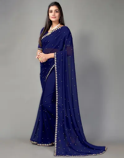 Trendy Lycra Blend Saree with Unstitched Blouse