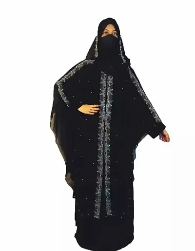 Elegant Polyester Embellished Abaya for Women