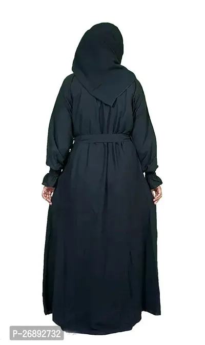 Black Abaya With Nosepiece And Front Side Box Pattern Fabric Firdous-thumb2