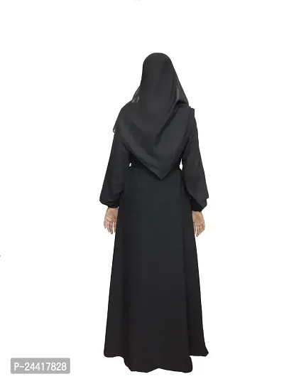 Dubai Style Black Abaya Fabric Firdaus Dupatta+Hijab-thumb2