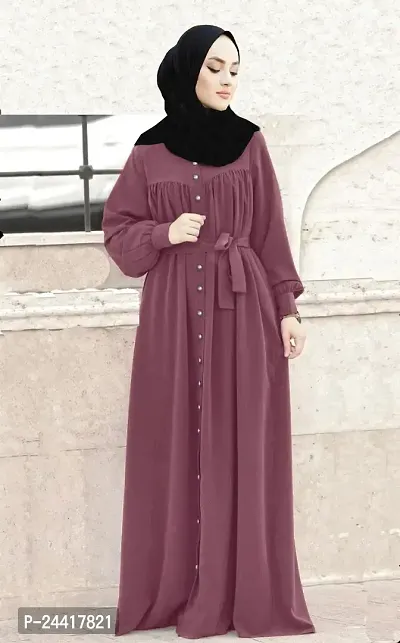 Purple Abaya Firdaus Fabric With Dupatta + Hijab-thumb0