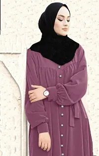 Purple Abaya Firdaus Fabric With Dupatta + Hijab-thumb1