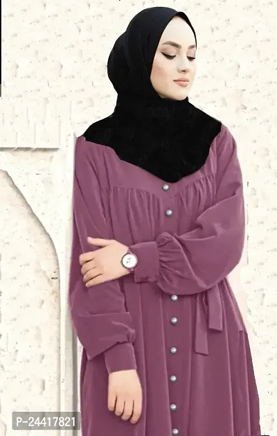 Purple Abaya Firdaus Fabric With Dupatta + Hijab-thumb2