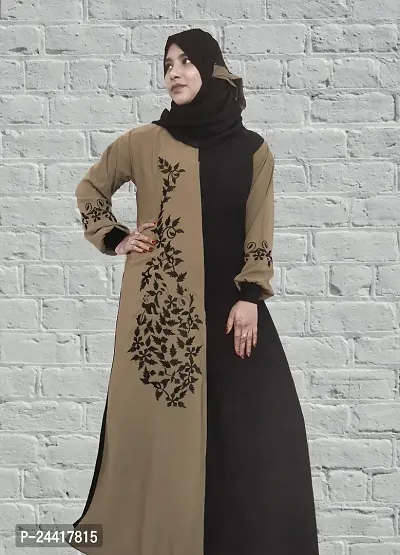 Multi Brown and Black Embroidery Design Burkha