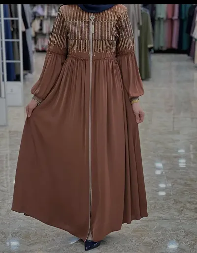 Stylish Cotton Blend Solid Abaya for Women
