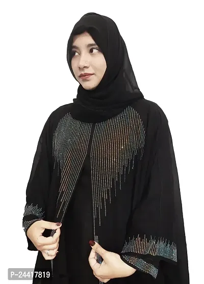 Black Farasha Stone and Work Fabric Nida