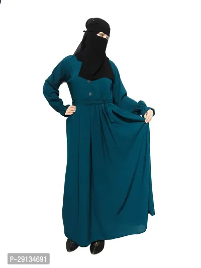 Green Abaya With Front Side Box Pattern Fabric Firdous-thumb0