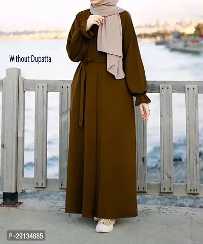 Brown Colour Abaya (without Dupatta) Fabric Crush