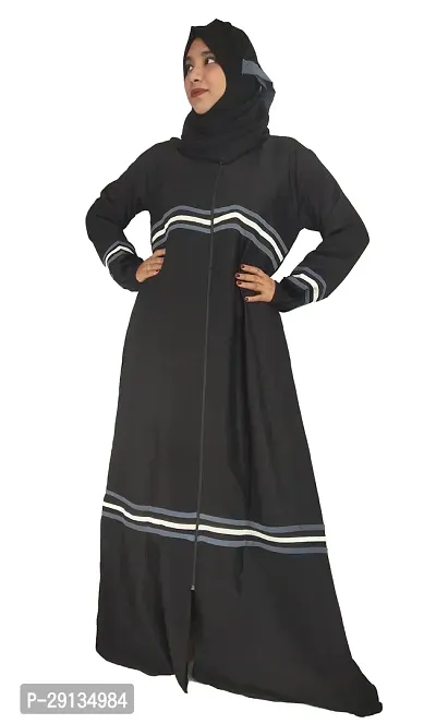 Black Abaya With Color Patti And Front Side Chain pattern-thumb0