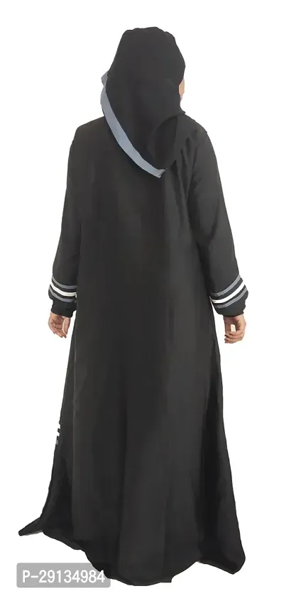 Black Abaya With Color Patti And Front Side Chain pattern-thumb2