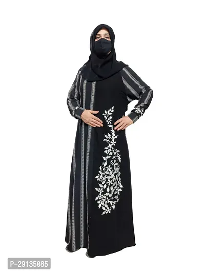 Black Lining Abaya With Embriodery Work fabric Firdous-thumb0