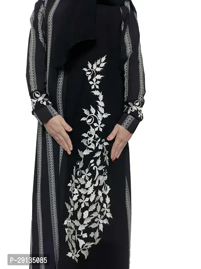 Black Lining Abaya With Embriodery Work fabric Firdous-thumb2