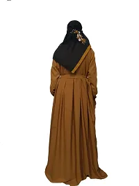 Brown Abaya And NosePiece With Embroidery Work Fabric Firdous-thumb1