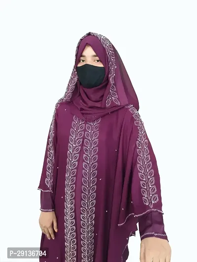 Purple Farasha With Stone Work Fabric Nida-thumb3