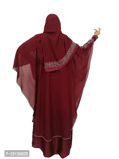 Maroon Farasha With Stone Work Fabric Nida-thumb2