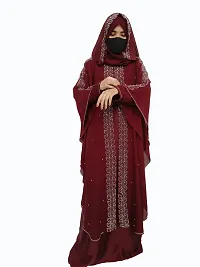 Maroon Farasha With Stone Work Fabric Nida-thumb2