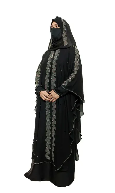 Stylish Polyester Stone Work Abaya for Women