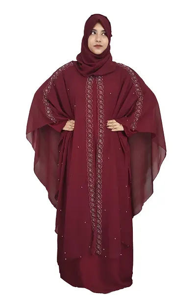 Elegant Polyester Embellished Abaya for Women
